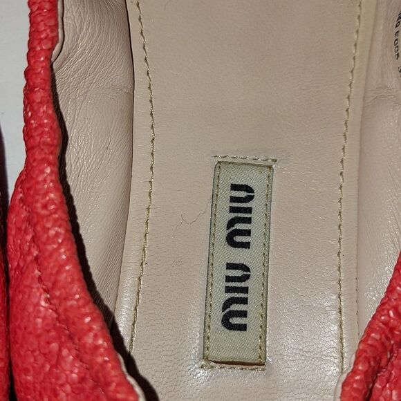 Miu Miu Calzature Donna Coral Lambskin Bow Ballerina Flats Sz 38.5 - Picture 10 of 15
